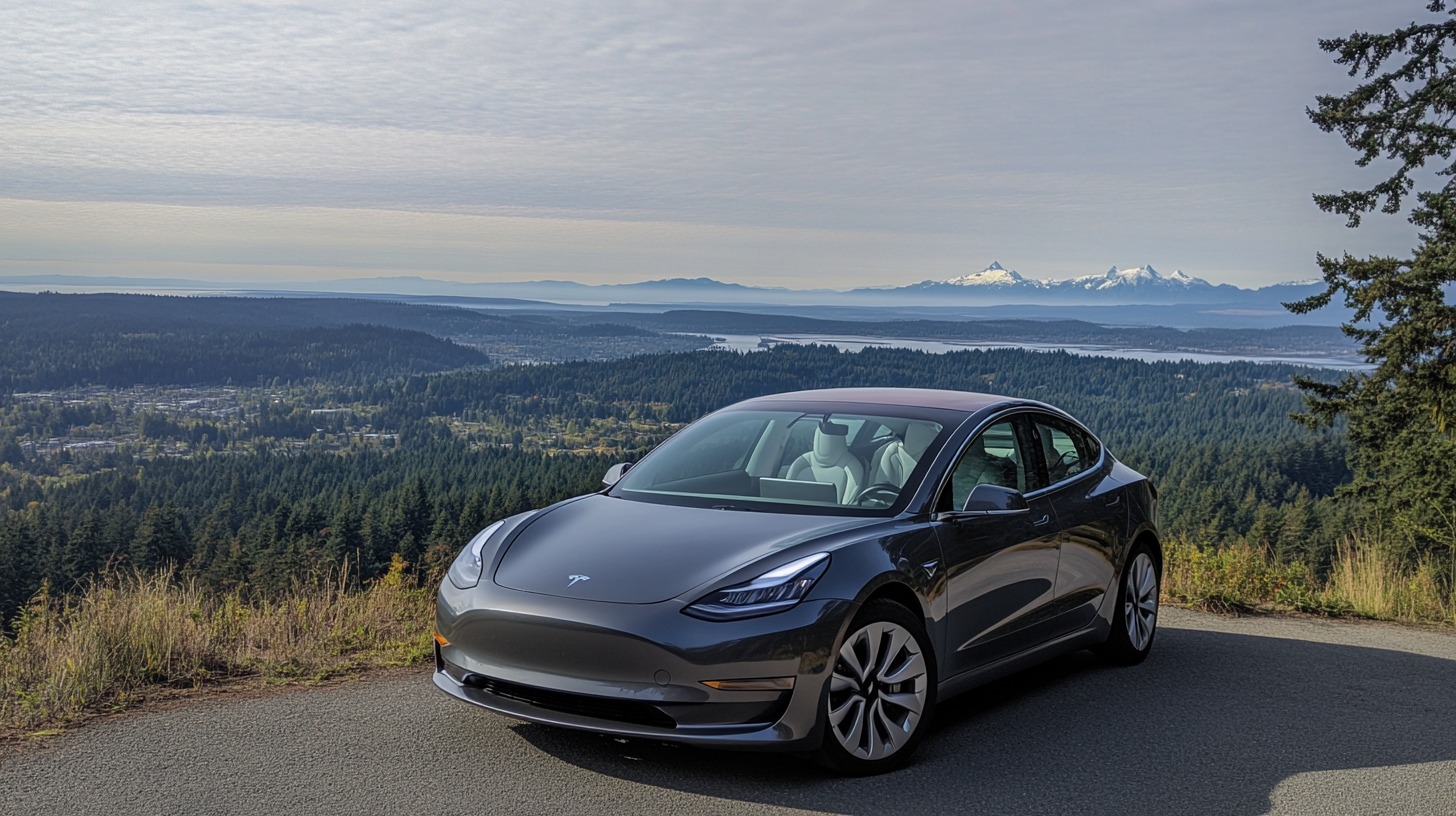 Tesla Model 3 Mountains