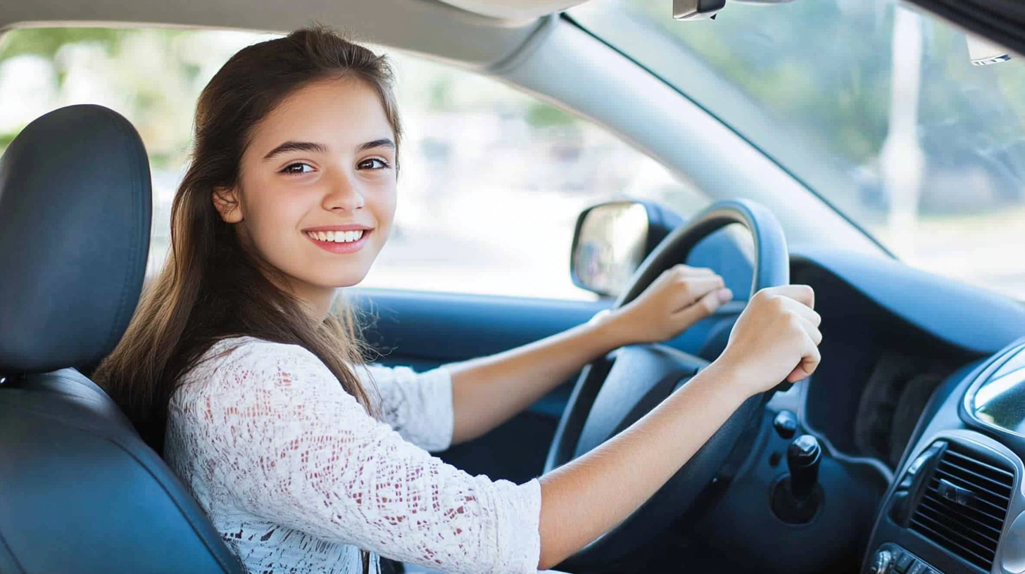 A young driver with a rental car